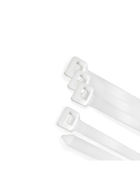 Brida Nylon 100%. Color Blanco / Natural 2,5 x 160 mm. 100 Piezas. Abrazadera Plastico, Organizador Cables, Alta Resistencia