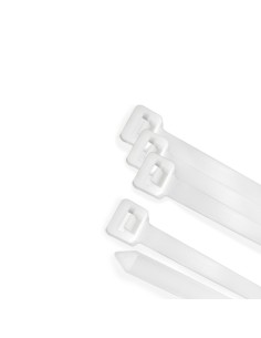 Brida Nylon 100%. Color Blanco / Natural 2,5 x 200 mm. 100 Piezas. Abrazadera Plastico, Organizador Cables, Alta Resistencia