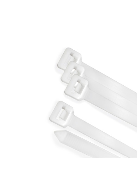 Brida Nylon 100%. Color Blanco / Natural 3,5 x 140 mm. 100 Piezas. Abrazadera Plastico, Organizador Cables, Alta Resistencia