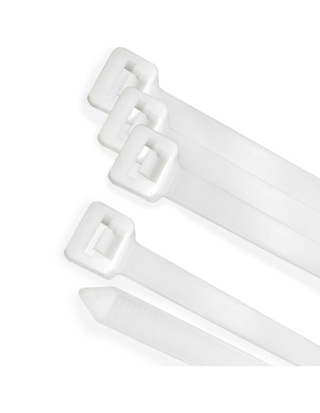 Brida Nylon 100%. Color Blanco / Natural 9,0 x 780 mm. 100 Piezas. Abrazadera Plastico, Organizador Cables, Alta Resistencia