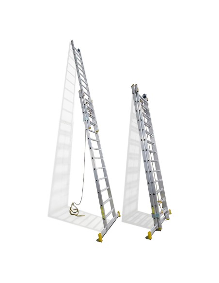 Escalera Aluminio 2 Tramos 12+12 Peldaños. Plegable, Antideslizante, Resistente