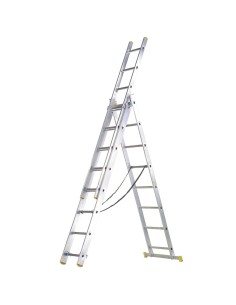 Escalera Aluminio 3 Tramos 10+10+10 Peldaños.Plegable, Telescópica, Antideslizante, Resistente.