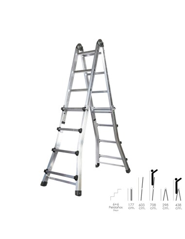 Escalera Telescópica Aluminio 6+6 Peldaños Perfil 67 mm.
