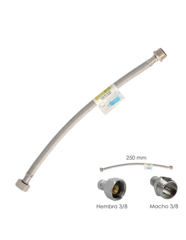 Latiguillo Flexible Acero Inoxidable Macho 3/8 - Hembra 3/8 - 250mm