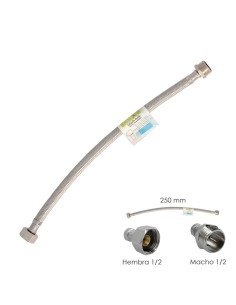Latiguillo Flexible Acero Inoxidable Macho 1/2 - Hembra 1/2 - 250mm