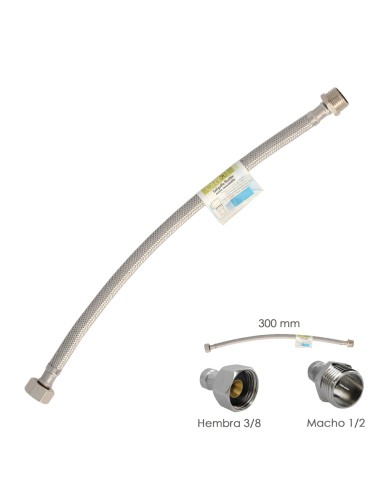 Latiguillo Flexible Acero Inoxidable Macho 1/2 - Hembra 3/8 - 300mm