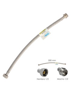 Latiguillo Flexible Acero Inoxidable Macho 1/2 - Hembra 1/2 - 500mm