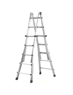 Escalera Telescópica Aluminio 4+4 Peldaños Perfil 67 mm.