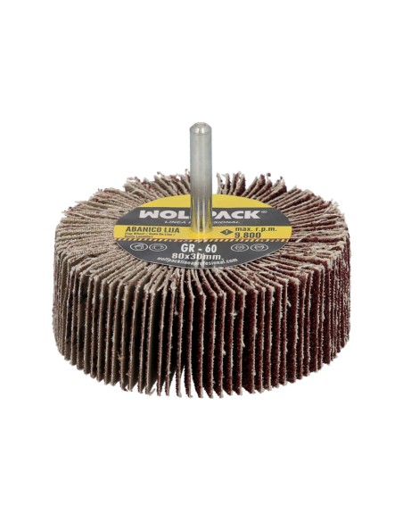 Abanico Lija Grano 60 Medida Ø 80 x 30 mm. Disco Abrasivo Laminas, Ruedas Mil Hojas, Ruedas Abrasivas,Lijado,Desbaste,Pulir