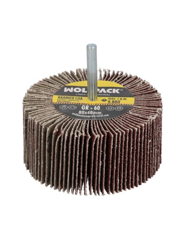 Abanico Lija Grano 60 Medida Ø 80 x 40 mm. Disco Abrasivo Laminas, Ruedas Mil Hojas, Ruedas Abrasivas,Lijado,Desbaste,Pulir
