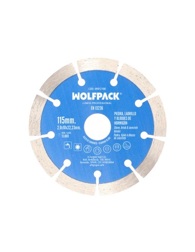 Disco Diamante Ø 115 mm. Piedra, Ladrillo, Refractarios, Bloques de Hormigon. Segmento Diamantado 10 mm.