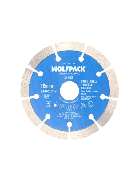 Disco Diamante Ø 115 mm. Piedra, Ladrillo, Refractarios, Bloques de Hormigon. Segmento Diamantado 10 mm.