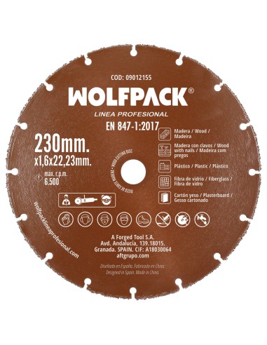 Disco Corte Madera / Plastico Ø 230 mm. Filo De Carburo De Tungsteno