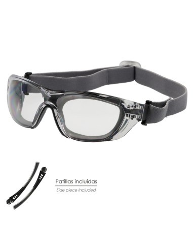 Gafas de Seguridad Acolchadas Cristales Transparentes Con Patillas o Goma Elastica. Patillas Engomadas EN/166