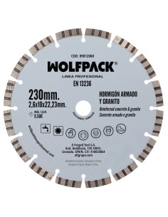 Disco Diamante Hormigon Armado / Granito Ø 230 mm. Segmento Diamantado 10 mm.