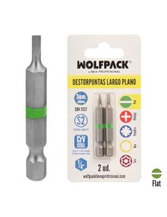 Puntas Destornillador Largo Plano 3 mm. (2 Piezas). Acero S2 al Cromo Vanadio. Puntas Hexagonales, Destorpuntas,