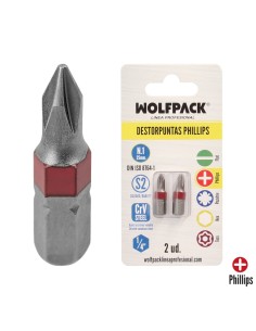 Puntas Largas Destornillador Phillips Nº 1 (2 Piezas). Acero S2 al Cromo Vanadio. Puntas Hexagonales, Destorpuntas,