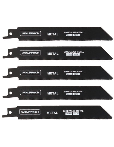 Hoja Sierra Sable Para Metales 152 mm. 18 Tpi. 5 Piezas. Sierra Hierro Aluminio, Cobre, Plastico