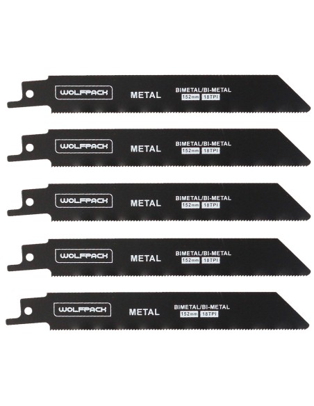 Hoja Sierra Sable Para Metales 152 mm. 18 Tpi. 5 Piezas. Sierra Hierro Aluminio, Cobre, Plastico