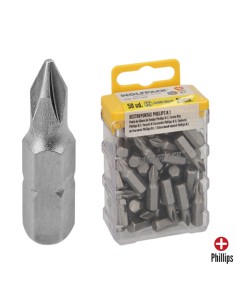 Puntas Destornillador Phillips Nº 1 (50 Piezas). Acero S2 al Cromo Vanadio. Puntas Hexagonales, Destorpuntas,