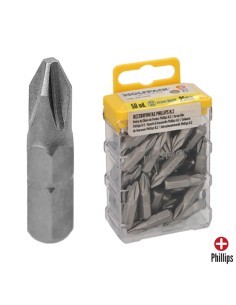 Puntas Destornillador Phillips Nº 2 (50 Piezas). Acero S2 al Cromo Vanadio. Puntas Hexagonales, Destorpuntas,