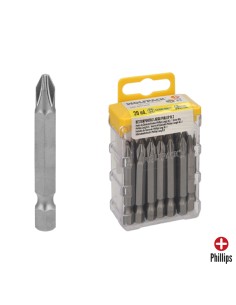 Puntas Largas Destornillador Phillips Nº 2 (20 Piezas). Acero S2 al Cromo Vanadio. Puntas Hexagonales, Destorpuntas,