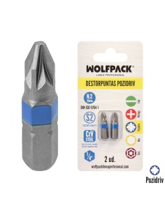 Puntas Destornillador Pozidriv Nº 2 (2 Piezas). Acero S2 al Cromo Vanadio. Puntas Hexagonales, Destorpuntas,