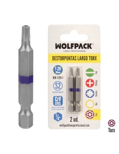 Puntas Largas Destornillador Torx T20 (2 Piezas). Acero S2 al Cromo Vanadio. Puntas Hexagonales, Destorpuntas,