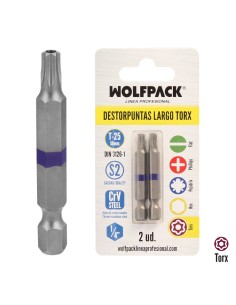 Puntas Largas Destornillador Torx T25 (2 Piezas). Acero S2 al Cromo Vanadio. Puntas Hexagonales, Destorpuntas,