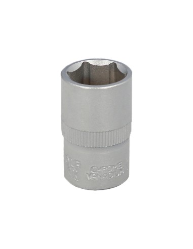 Llave Vaso 1/2" Hexagonal 17 mm. Perfil de 6 caras. Acero Cromo Vanadio, Aristas Redondas