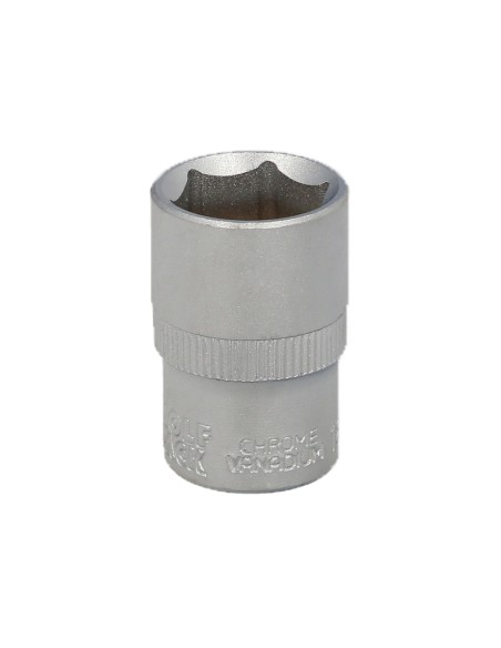 Llave Vaso 1/2" Hexagonal 18 mm. Perfil de 6 caras. Acero Cromo Vanadio, Aristas Redondas