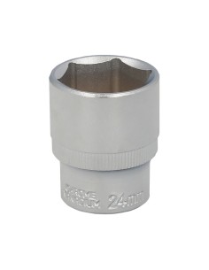 Llave Vaso 1/2" Hexagonal 24 mm. Perfil de 6 caras. Acero Cromo Vanadio, Aristas Redondas