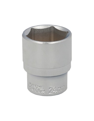 Llave Vaso 1/2" Hexagonal 24 mm. Perfil de 6 caras. Acero Cromo Vanadio, Aristas Redondas