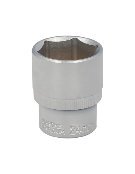 Llave Vaso 1/2" Hexagonal 24 mm. Perfil de 6 caras. Acero Cromo Vanadio, Aristas Redondas
