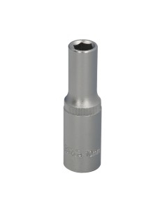 Llave Vaso 1/2" Hexagonal Larga 10 mm. Perfil de 6 caras. Acero Cromo Vanadio, Aristas Redondas