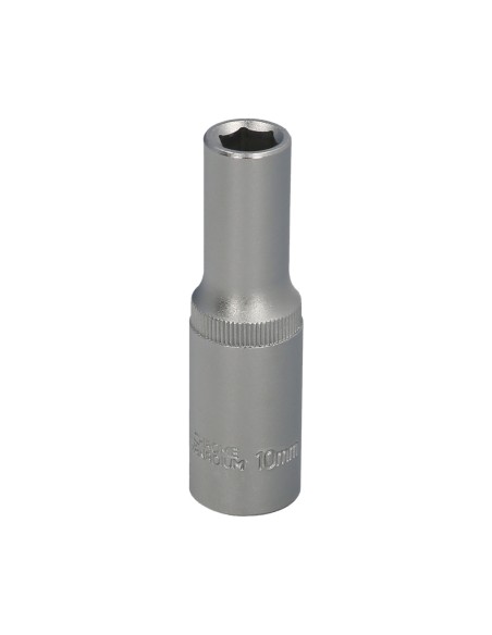 Llave Vaso 1/2" Hexagonal Larga 10 mm. Perfil de 6 caras. Acero Cromo Vanadio, Aristas Redondas