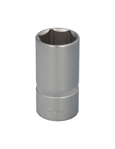 Llave Vaso 1/2" Hexagonal Larga 30 mm. Perfil de 6 caras. Acero Cromo Vanadio, Aristas Redondas