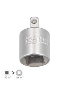 Adaptador Reductor 1/2" Hembra A 1/4" Macho. Acero Cromo Vanadio, Aristas Redondas, Reductor Carraca,