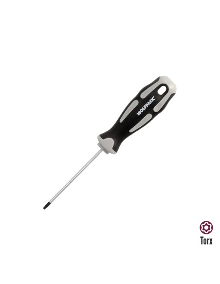 Destornillador Torx Inviolable Acero S2 Mango TPR Bimaterial. Medida T09 x Ø 3,0 x 75 mm.