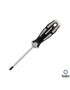 Destornillador Pozidriv Acero S2 Mango TPR Bimaterial. Medida PZ 2 x Ø 6 x 100 mm. DIN5262.