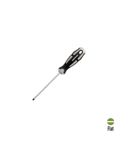 Destornillador Plano Estampado Acero S2 Mango TPR Bimaterial. Medida 0,8 x Ø 4,0 x 100 mm. DIN5265