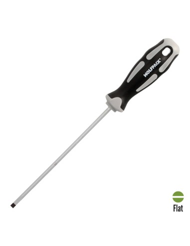 Destornillador Plano Vaciado Acero S2 Mango TPR Bimaterial. Medida 1,0 x Ø 5,0 x 150 mm. DIN5265