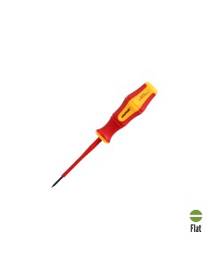 Destornillador Plano Aislado Certificado VDE 1.000 V. Medida 0,4 x Ø 2,5 x 75 mm. Destornillador Seguridad Electricista