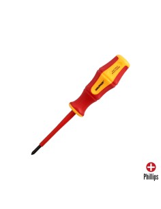 Destornillador Phillips Aislado Certificado VDE 1.000 V. Medida PH 1 - 4,5 x 80 mm. Destornillador Seguridad Electricista