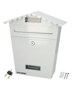 Buzon Exteriores House Blanco 330 x 125 x 365 (Alt.) mm. Con Tejado, Acero Pintado. Buzon Pared, Buzon Cartas, Buzon Correos