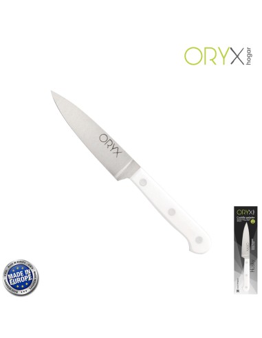 Cuchillo Husky Pelador 11 cm. Hoja Acero Inoxidable, Cuchillo Verduras, Cuchillo Cortar Verduras Mango Ergonomico Blanco