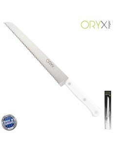 Cuchillo Husky Panero 21 cm. Hoja Acero Inoxidable, Cuchillo Pan , Cuchillo Cortar Pan Mango Ergonomico Blanco