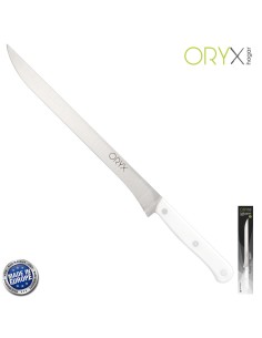 Cuchillo Husky Jamonero 25 cm. Hoja Acero Inoxidable, Cuchillo Jamon, Cuchillo Cortar Jamon Mango Ergonomico Blanco