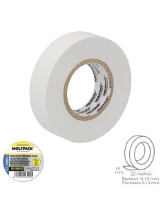 Cinta Aislante Profesional Blanca Espesor 0.13 mm. Ancho 19 mm. Rollo 25 Metros Cinta Electricista, Cinta Aislante Cables