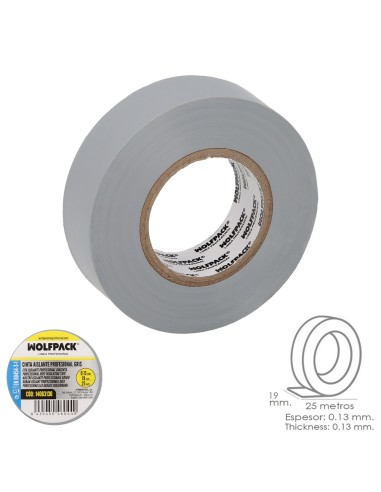 Cinta Aislante Profesional Gris Espesor 0.13 mm. Ancho 19 mm. Rollo 25 Metros Cinta Electricista, Cinta Aislante Cables